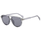(6 PACK) Wholesale Sunglasses New Arrival Unique Unisex Aviator Trendy 2025 - BulkSunglassesWholesale.com - Clear Grey Frame Black Lens